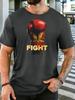 Unisex Cotton Crew Neck T Shirt Vintage Red Boxing Glove Fight Letter Graphic Boxing Sports Fan Casual Short Sleeve Male Daily Top