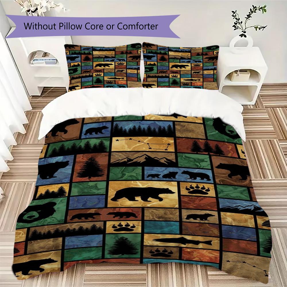 Bear and Panda Pattern Bedding uilt Set uilt Cover Pillowcase Home Decoration Birthday Gift (1 * duvet cover + 2 * pillowcase  without core)169