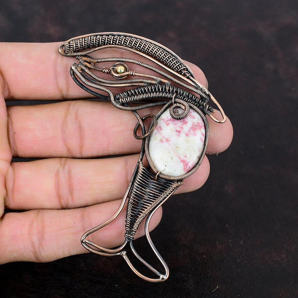 Cinnabarite Pendant Copper Wire Wrapped Jewelry Handmade Pendant Very Pretty Fish Pendant Cinnabarite Jewelry Gemstone Copper Pendant Gift For Mom