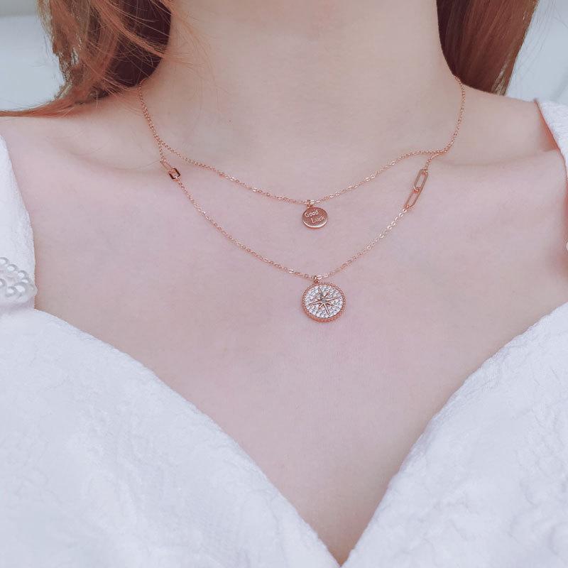 Purple Gold Lucky Brand Necklace Women'S Simple Fashion Rose Gold Plated Collarbone Chain