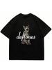 Schattige Kat Luistert Naar Muziek Geprint T-shirt Zomer Dames Casual Korte Mouw T-shirt Heren Harajuku Mode Straatstijl T-shirts Tops
