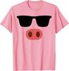 T-shirt Rose Mignon Cochon Visage Lunettes de Soleil Cool Costume d'Halloween Mignon