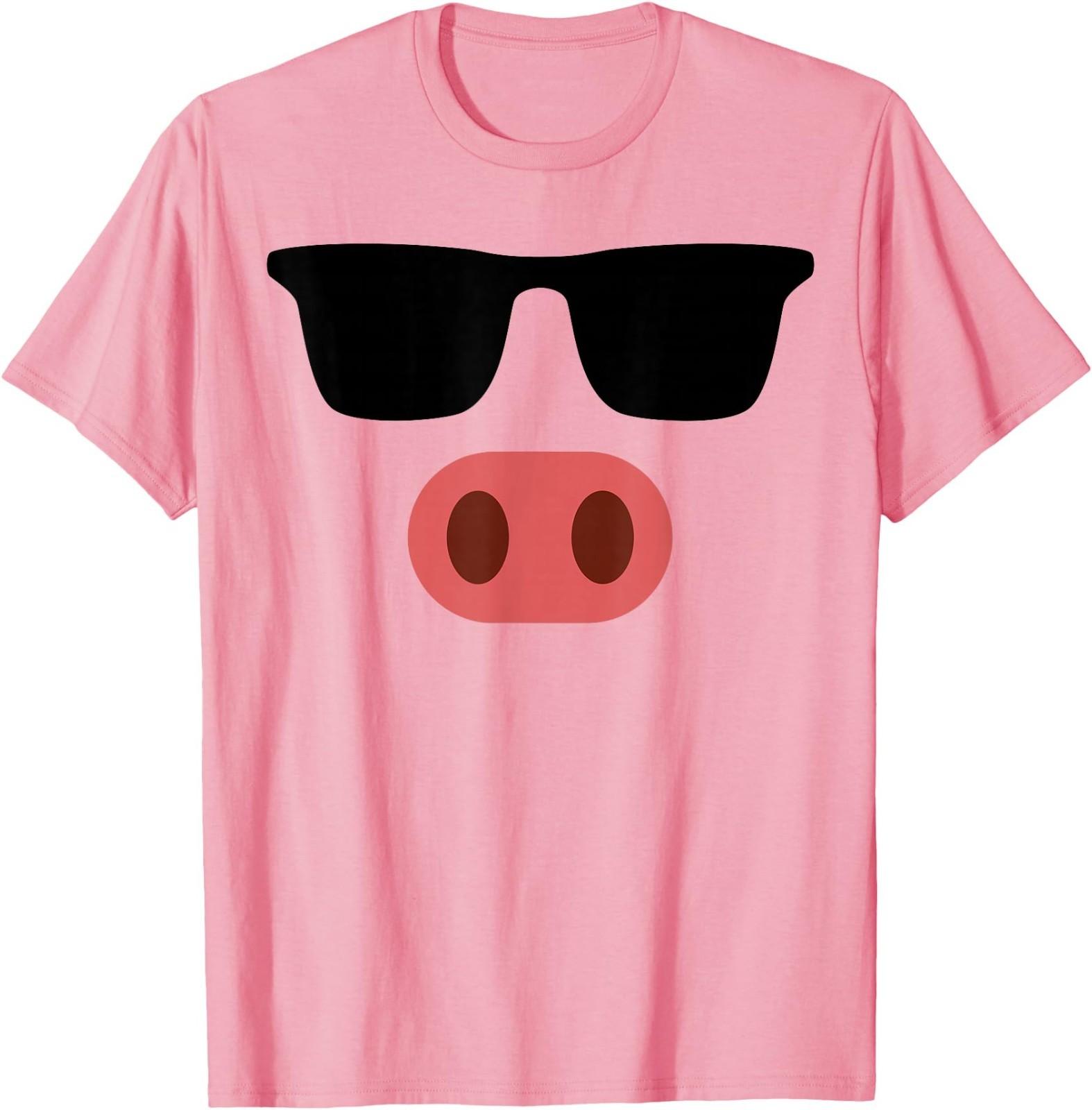 Funny Pink Pig Face Cool Sunglasses Cute Halloween Costume T-Shirt XXXXL