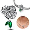 925 Silver Rose Bloom Necklace Earrings Set Women Gift Jewelry Original Charm Beaded Collection