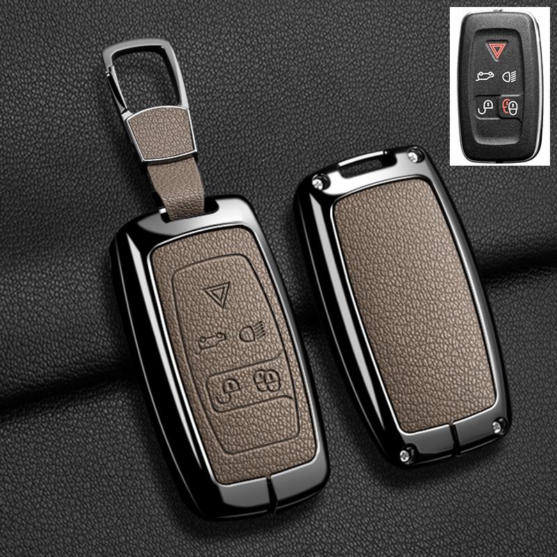 Car Key Case Cover For Land Rover Sport Freelander Discovery 4 Range Rover Sport LR4 2010-2012 Zinc Alloy Leather Auto Keychain