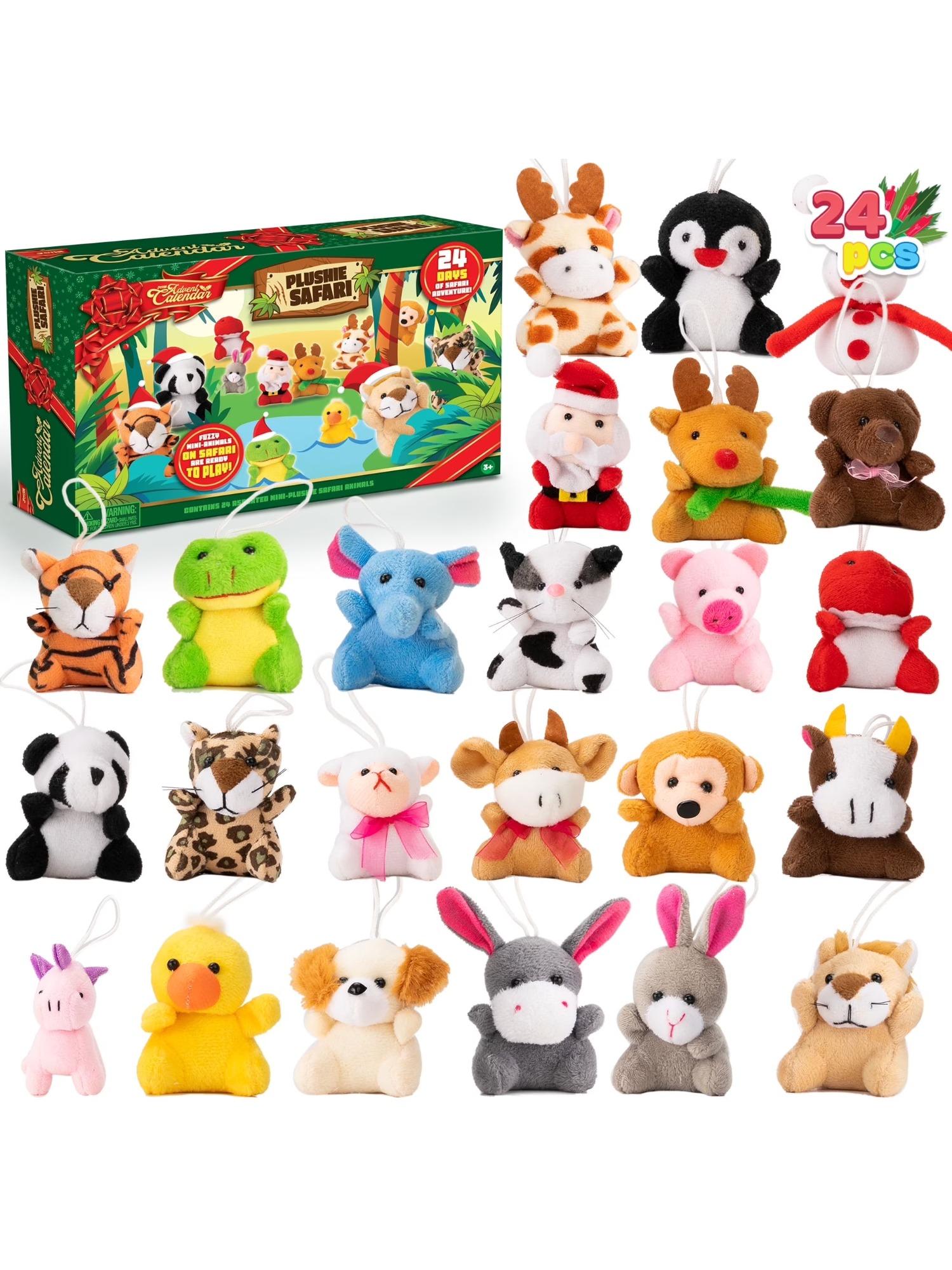 

JOYFY 2025 Christmas Advent Calendar 24 Days Countdown Advent Calendar with 24 Stuffed Animals for Kids Girls Party Favors M