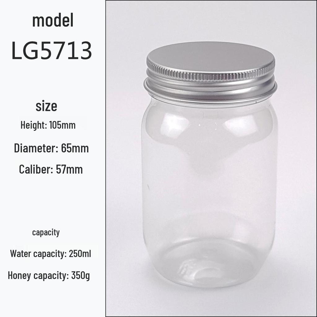 Transparent PET Plastic Bottles with Aluminum Lid - Mason Jar Style Candy Jar.