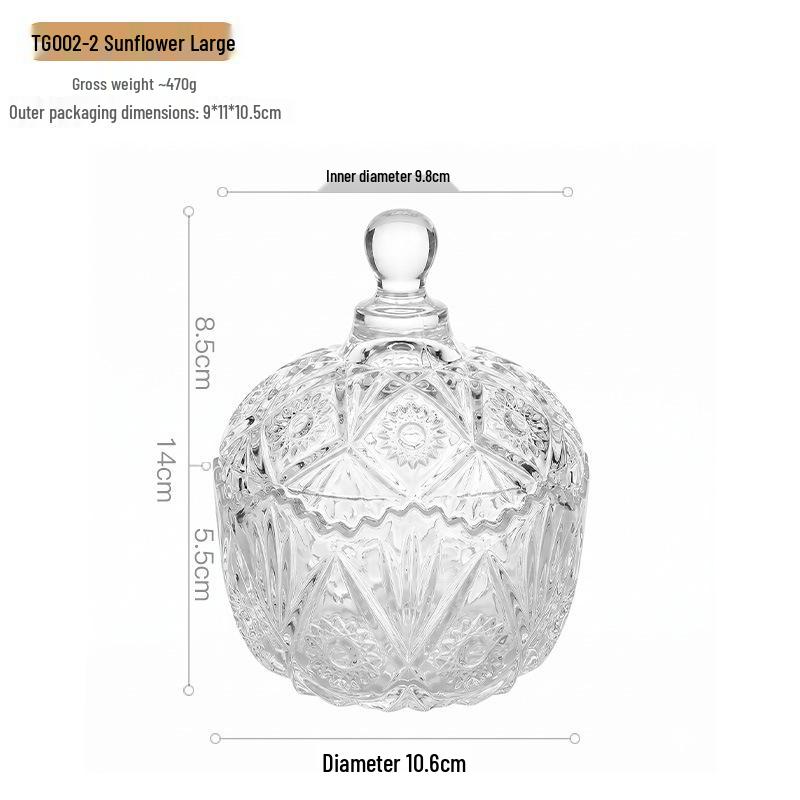 European Crystal Candy & Jewelry Glass Storage Box with Lid