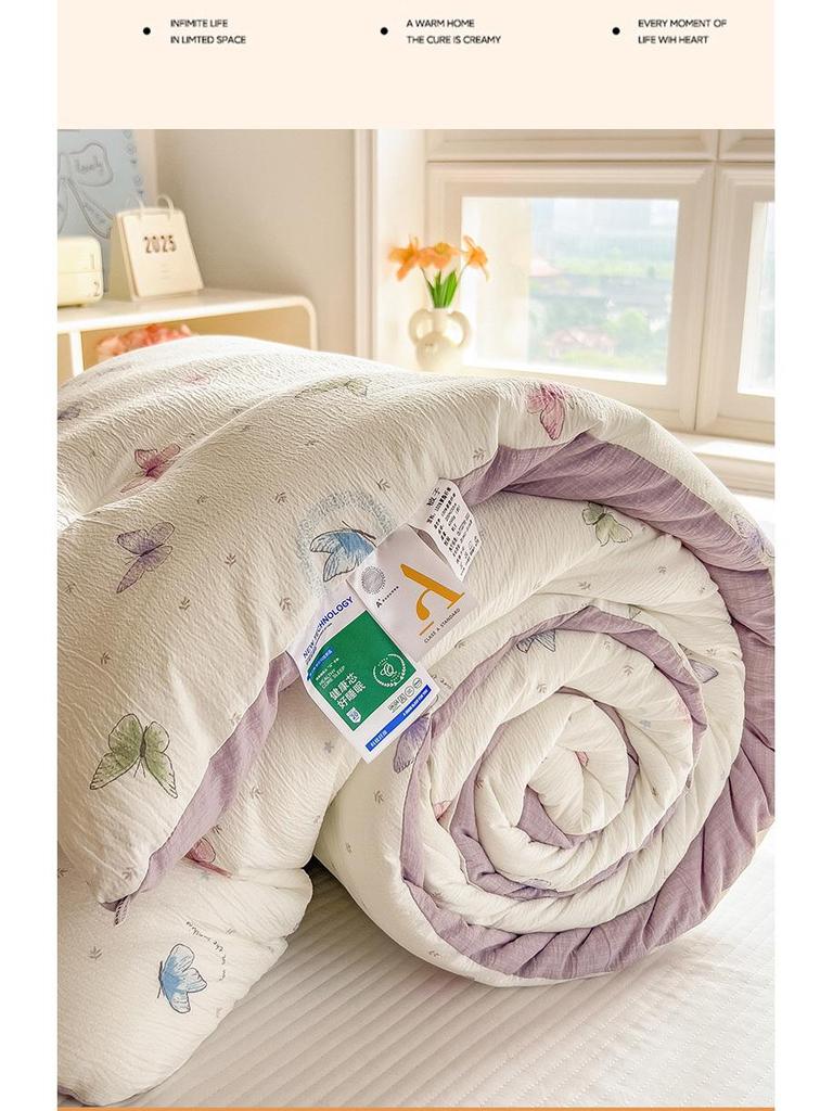 Verdickte Winterspitze Pompon Steppdecke – Warme Baumwolle für Einzel-/Doppelwohnheim, Frühling/Herbst