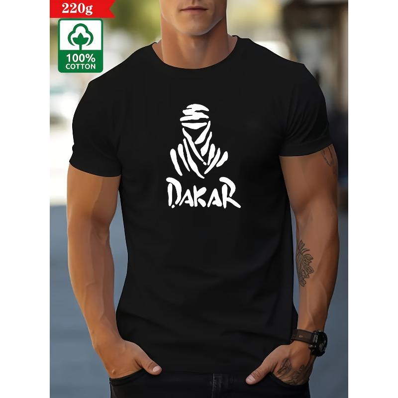 European size Men s T-Shirt - Dakar Rally Graphic Print, Crew Neck Short Sleeve Tee with Dakar Logo, Casual Summer Shirt for Casual Attire S