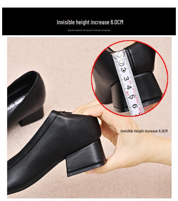 6cm Heel Height-Increasing French Pointed-Toe Black Women's Shoes - Perfect for Skirts and Professional Wear