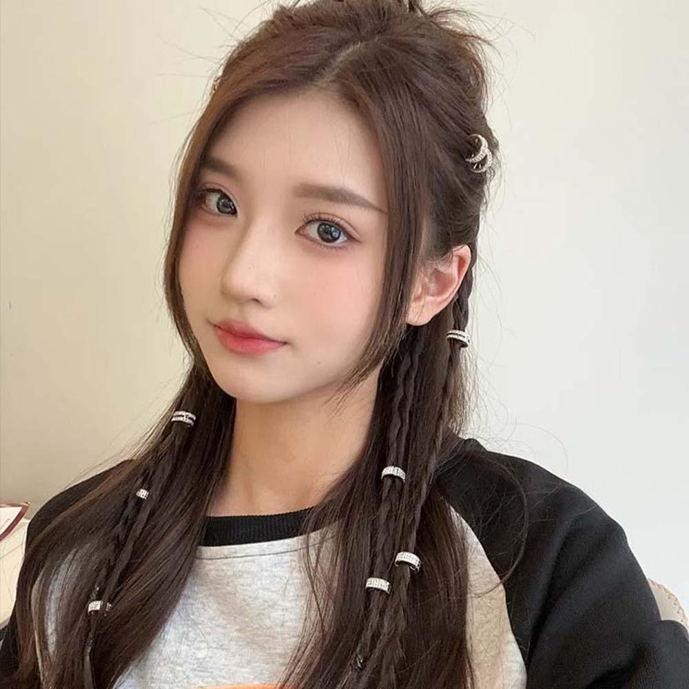 2/4/6pcs/set Y2K Silver Round Hairclasp Hollow Out Dreadlocks Beads Hair Braid Tubes for Braids