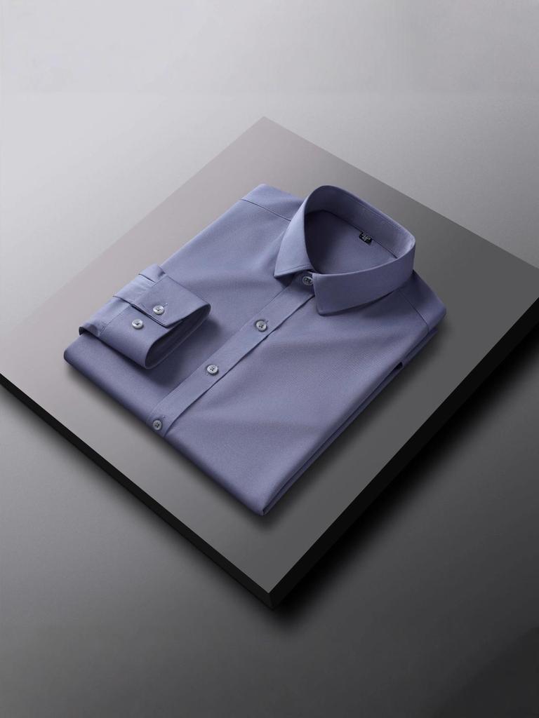Men's 2025 Non-Iron Plus Size White Korean Style Business Casual Slim Fit Long Sleeve Shirt