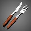 Edelstahl Holzgriff Besteckset Küchengeschirr Westliches Tafelgeschirr Set mit Messer Gabel Teelöffel für Restaurant
