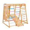 Indoor Playground Jungle Gym, 7-in-1 Wooden Indoor Playground for Kids, 113KG Montessori Climbing Toys Playset with Swing, Monkey Bar, Slide, Wooden