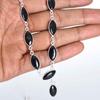 Schwarze Onyx 925 Sterling Silber Halskette, Edelstein Marquise handgemachte Halskette Geschenk für ihre Mutter, Jubiläumsgeschenk