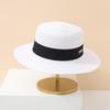 Elegant Korean Summer Straw Hat for Women Flat Top Sunshade French Style Casual Trendy Street Wear Versatile Gift