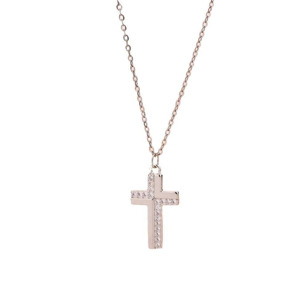 Zircon Cross Necklace Trendy Japanese Women'S Hip-Hop Kusa Wind Casual Sweater Chain Sweater Chain Diamond Collarbone Chain