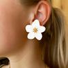 Elegant Baroque Imitation Pearl White Flower Drop Earrings For Women Dainty Dangle Earrings Banquet Party Jewelry Gift
