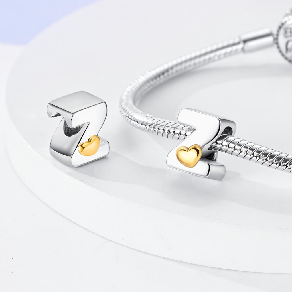 copper Plated 26 English Letters Alphabet AZ Love Charm Bead Charms Bead Charms Pendant Compatible With Authentic Bangle Bracelets Do It Yourself Wom