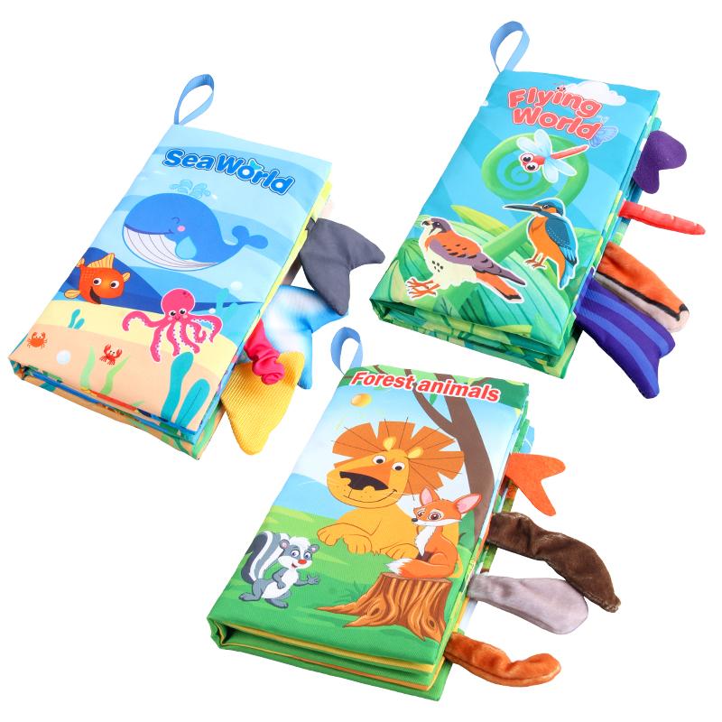 8 Page Tail Cloth Book Cartoon Animals Touch And Feel Infant Soft Books Development Interactive Early Education Toys For Baby