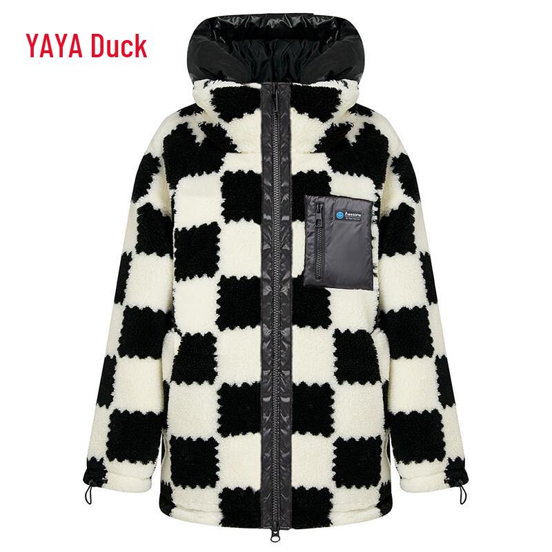 YAYA Women s Mid-Length Hooded Duck Down Puffer Jacket M