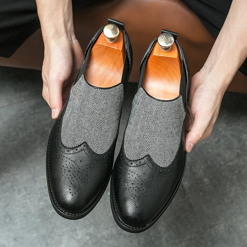 

Fashion High-quality Round Toe Business Casual Shoes Brand Hand Sewn Luxury Moccasin Spring Platform Chelsea Men s Soft Soled Loafers 46 чёрный