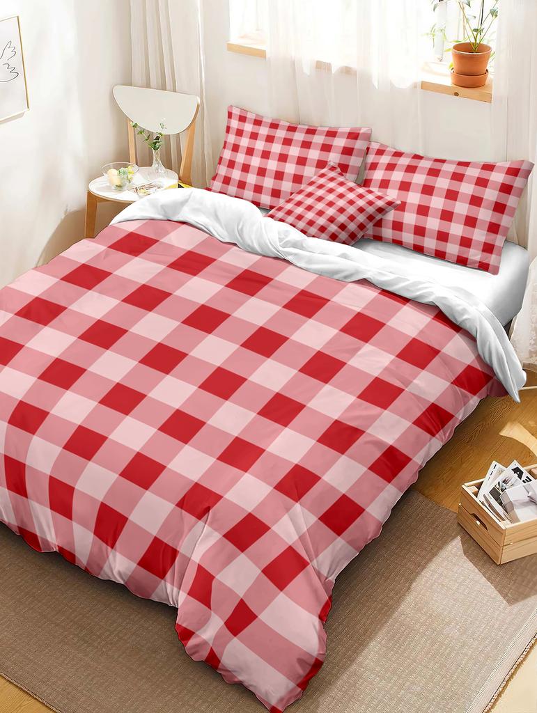 Queen Duvet Cover Cotton Washed Cotton Buffalo Plaid Duvet Cover Set with Zipper Closure, Extra Soft Breathable Comforter Cover