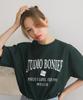 BONIEE Arch Retro Typo Graphic Loose T-Shirt Green