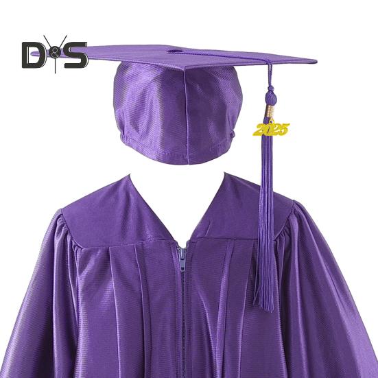 Kinder-Kindergarten-Abschlussuniform mit Quastenhut und Schal, V-Ausschnitt, knielang, lange Ärmel, Reißverschluss, Grundschul-Abschlussrobe für Kinder