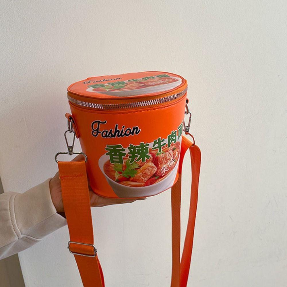 Large Capcity Instant Noodles Crossbody Bags Shoulder Bag Zipper Shoulder Bag  Travel