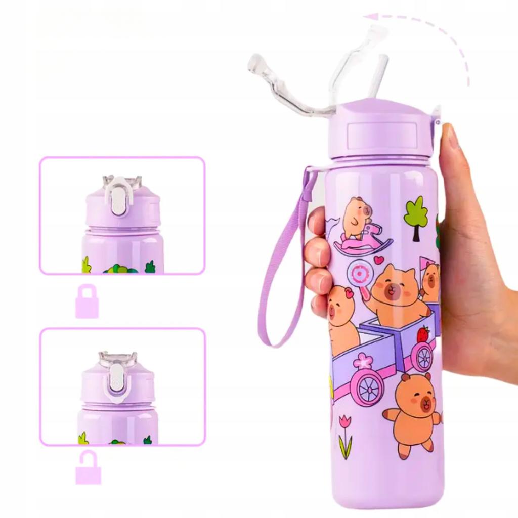 Capybara Water Bottle With Straw For Children To School 690 Ml