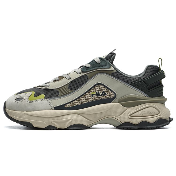 Fila Fabric Synthetic Leather TPU Sports Shock Absorbing Breathable Lightweight Low Top Dad Shoes Men Sneaker Beaver-Gray F12M216101FCP