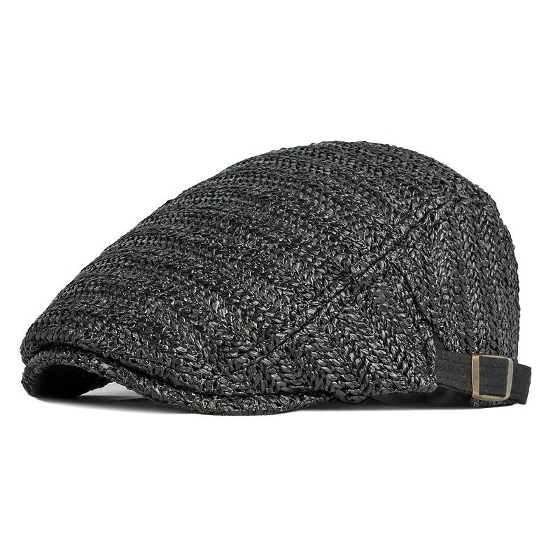 Summer Beret Hat Men Full Mesh Herringbone Cap Breathable Peaked Ivy Cap For Women Daily Wear Sunshade Cabbie Hat Visor