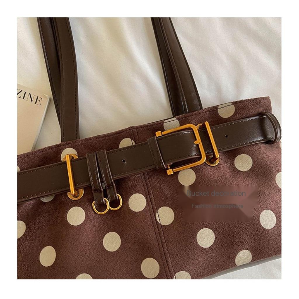Xeie Thuk Tote Bag Women Velvet Polka Dot Underarm Handheld Daily Commute