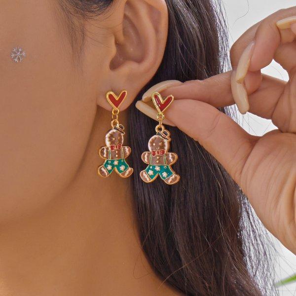 Christmas Green Bowknot Bell Pendant Earrings for Women Exquisite Elk Wind Chimes Dangle Earrings New Year Xmas Gifts