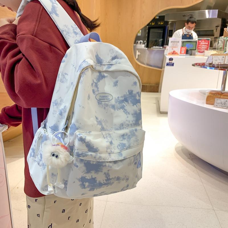 Schoolbag new ins tie-dye schoolbag women's Korean version lightweight backpack junior high school girl backpack large capacity light