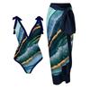 New One-piece Swimsuit Multi-color Printed Hip-wrapped Gauze Skirt Anti-light Two-piece Sunscreen Swimsuit