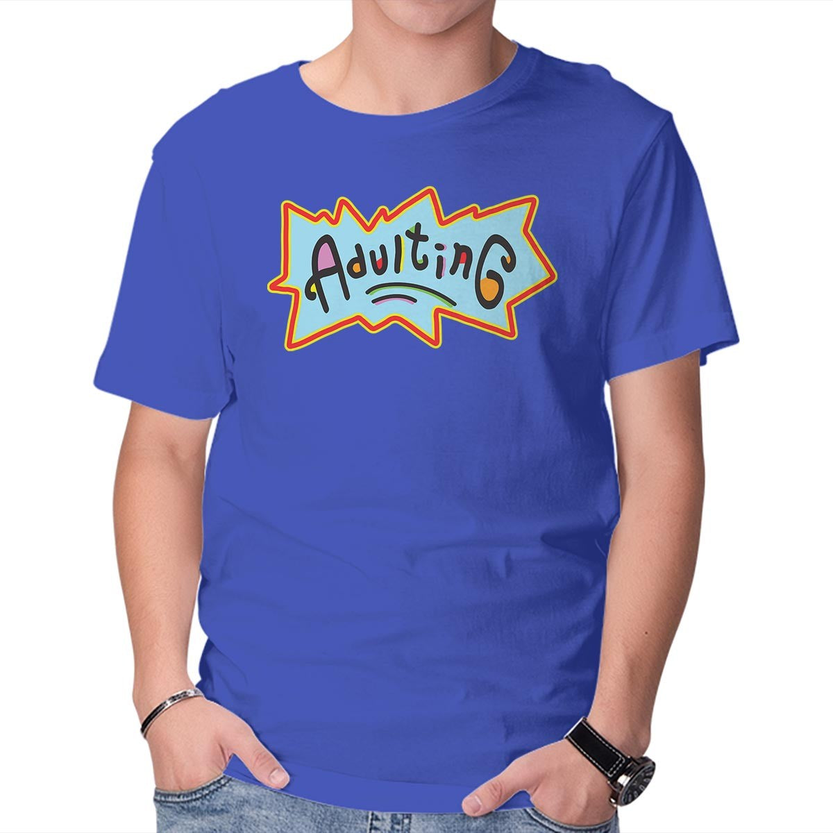 Unisex Crew Neck T-Shirt Adulting Graphic Short Sleeve Casual Tee XS