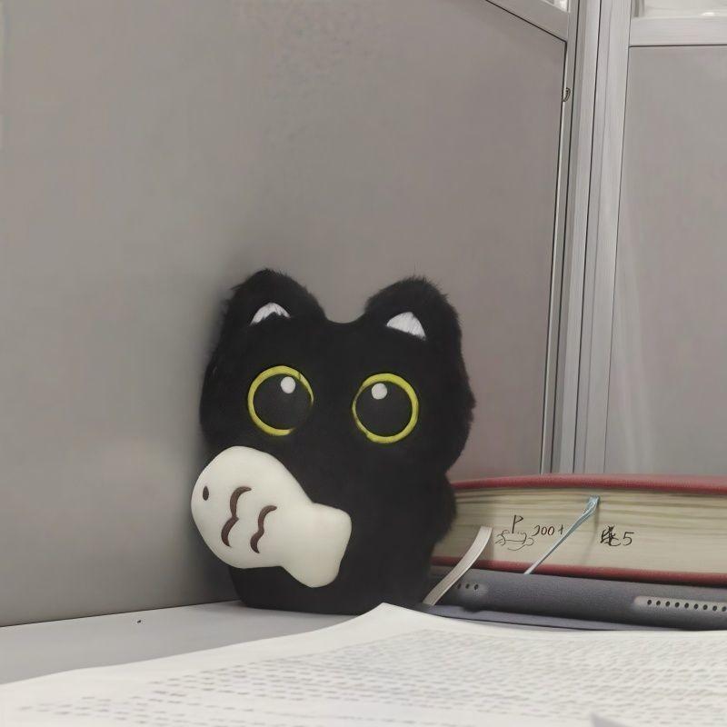 Cute Cartoon Plush Black Cat Keychain Bag Pendant Decoration Keychain Charms Car Keyring Accessories For Women Couples Gift