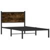 Metal Bed Frame Without Mattress Smoked Oak Finish 100 X 190 Cm