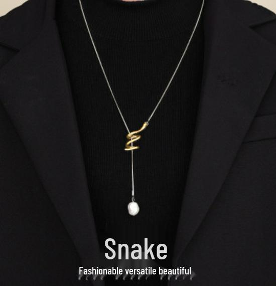 2024 Trendy High-End Geometric Long Necklace for Women - Light Luxury Sweater Chain, Perfect for Autumn/Winter.