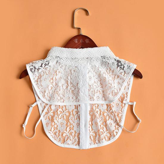Women Lace Fake White Black Shirt Botton Collar Detachable Blouse Accessory