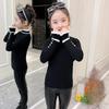 Dívčí svetr Nový podzimní a zimní Korejský styl Jednodílné Sametové Dětské Základní Tričko s fleecovou podšívkou Zesílený Top Pletený svetr
