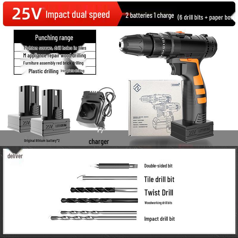 25V Cordless Electric Hand Drill with Lithium Battery