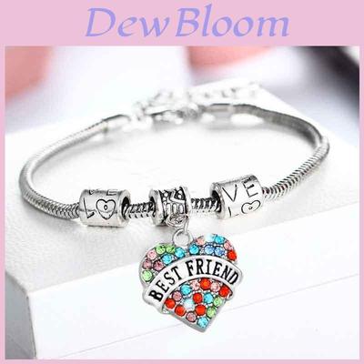 Family Members Inlaid Colorful Rhinestone Love Heart Bracelet Gift For Family**