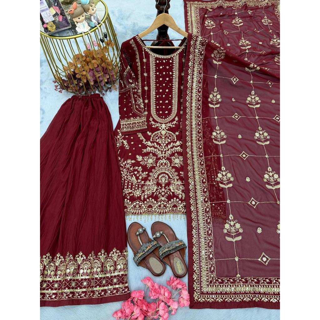 Bollywood Pakistani Ethnic Salwar Kameez Indian Wedding Wear Top Palazzo Suit
