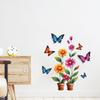 Self-adhesive Creative Colorful Butterflies Flowers Potted Plant Wall Stickers for Living Room TV Bedroom Headboard Home Decor