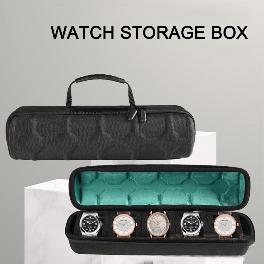 5 Fächer Hartschalen Uhrenaufbewahrungsbox, Tragekoffer, Display-Organizer, Uhrenbox Halter Vitrine