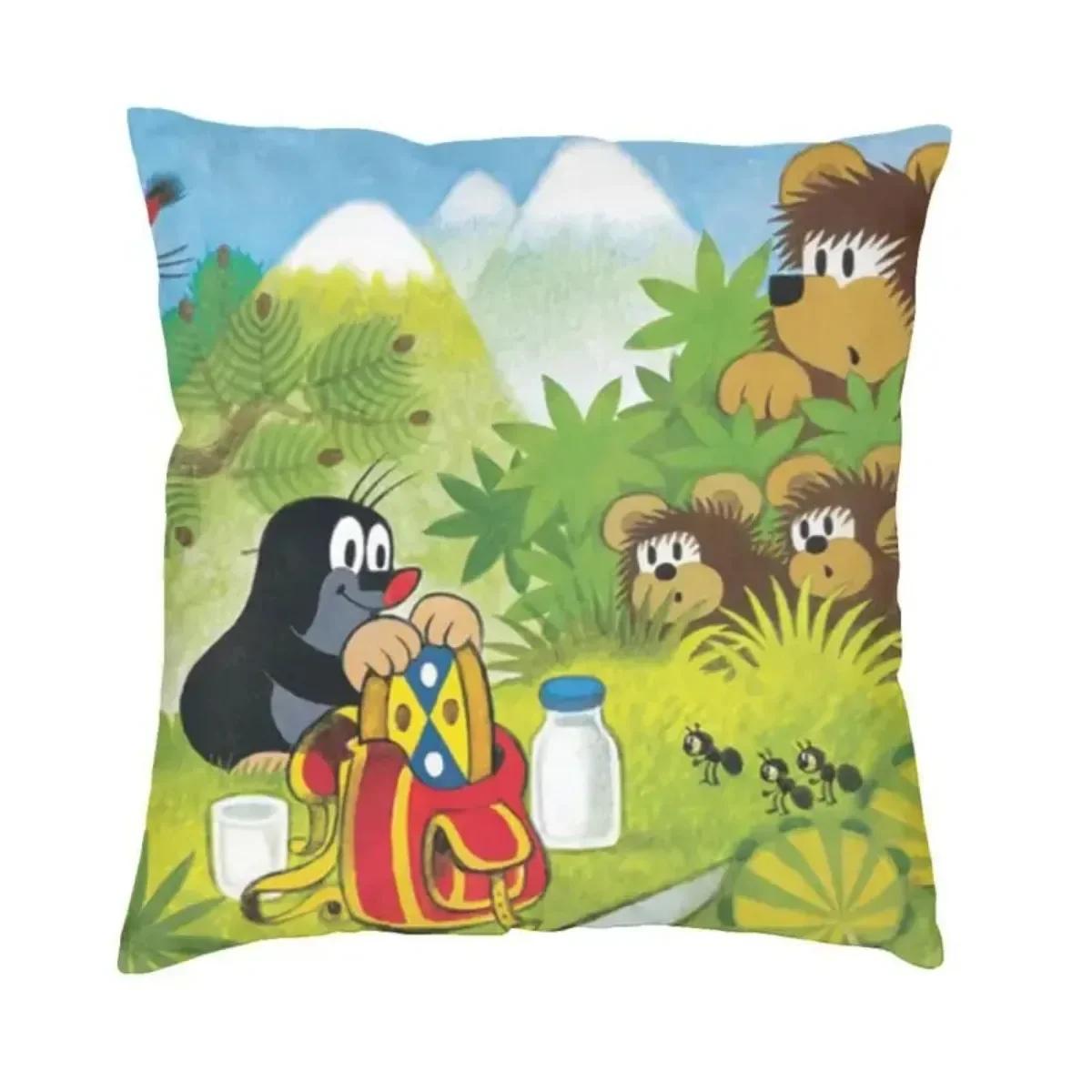 Мода Крот Наволочка Полиэстер Чешские Мультфильмы Кротик Крот Декоративная Подушка для Дивана Квадратная Наволочка Украшение Спальни 40x40cm зелёный